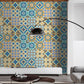 Bohemian Floral Tile Wallpaper Panel Blue Self Sticking Wall Art for Kitchen Backsplash Clearhalo 'Wall Decor' 'Wallpaper' 1921846