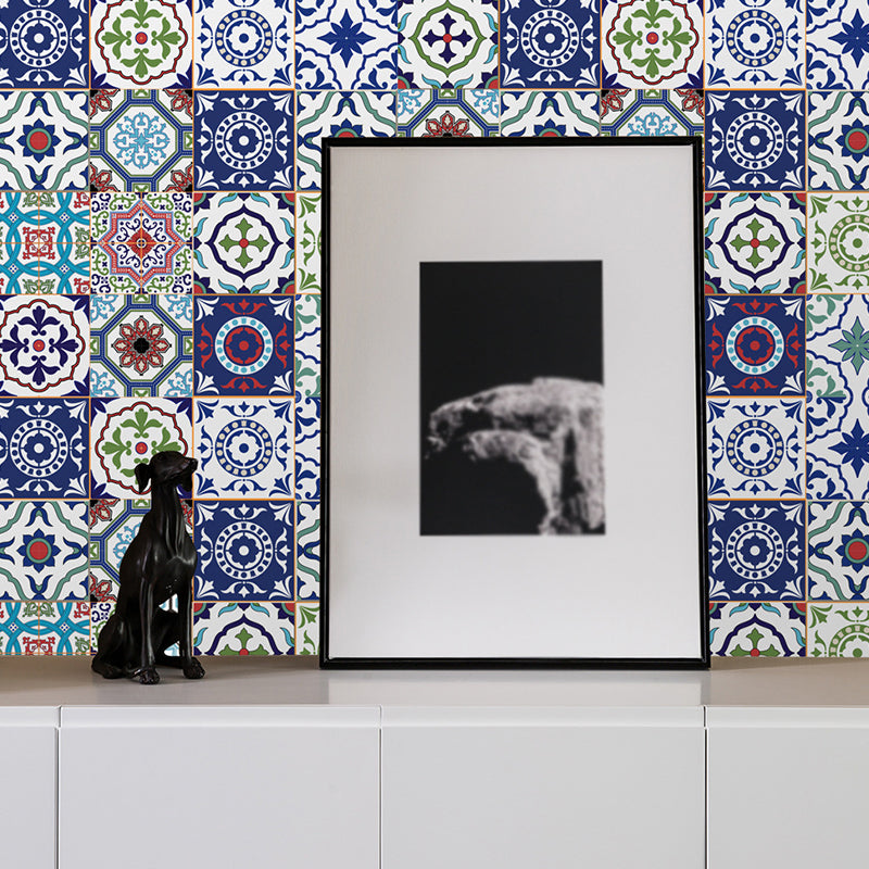 Purple Mandala Wallpaper Panel Baroque Tiles Boho Adhesive Wall Decor for Restroom Purple Clearhalo 'Wall Decor' 'Wallpaper' 1921859