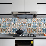 Bohemian Mandala Stick Wallpaper Panels for Kitchen Backsplash 8' L x 8" W Wall Covering in Brown Clearhalo 'Wall Decor' 'Wallpaper' 1921866