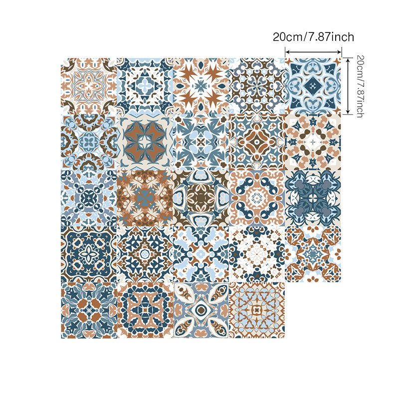 Bohemian Mandala Stick Wallpaper Panels for Kitchen Backsplash 8' L x 8" W Wall Covering in Brown Clearhalo 'Wall Decor' 'Wallpaper' 1921868