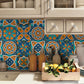 Ethnic Flowers Peel off Wallpaper Panel Set for Accent Wall, Blue, 3.5' L x 8" W Clearhalo 'Wall Decor' 'Wallpaper' 1921870