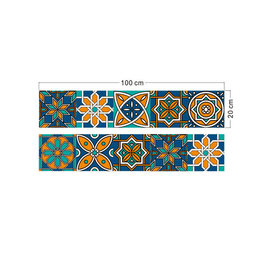 Ethnic Flowers Peel off Wallpaper Panel Set for Accent Wall, Blue, 3.5' L x 8" W Clearhalo 'Wall Decor' 'Wallpaper' 1921873