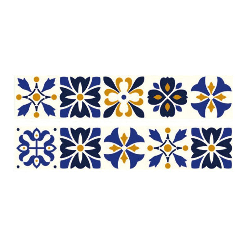 Blue Flower Print Wallpapers Self-Sticking Bohemian Kitchen Wall Art, 3.5' L x 8" W Clearhalo 'Wall Decor' 'Wallpaper' 1921887
