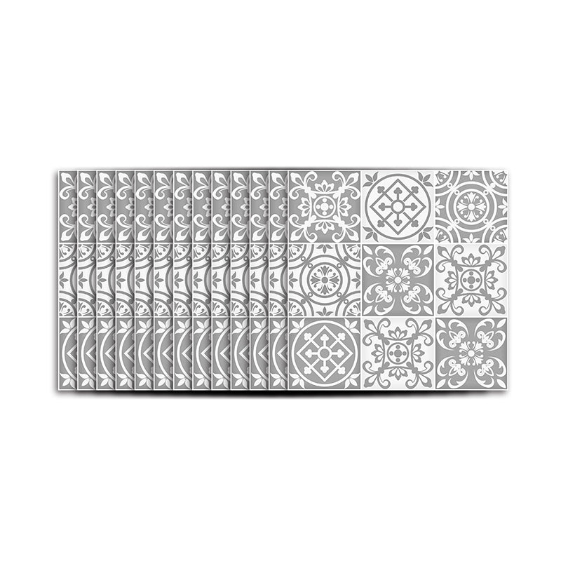 Grey Flower Wallpaper Panel Set Mosaic Tile Bohemian Self-Adhesive Wall Decor, 50 Pieces Clearhalo 'Wall Decor' 'Wallpaper' 1921896