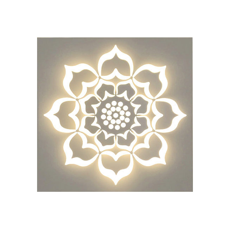 Modern Style Square Wall Sconce with Plant Metal Wall Light in White for Bathroom Clearhalo 'Wall Lamps & Sconces' 'Wall Lights' Lighting' 192190