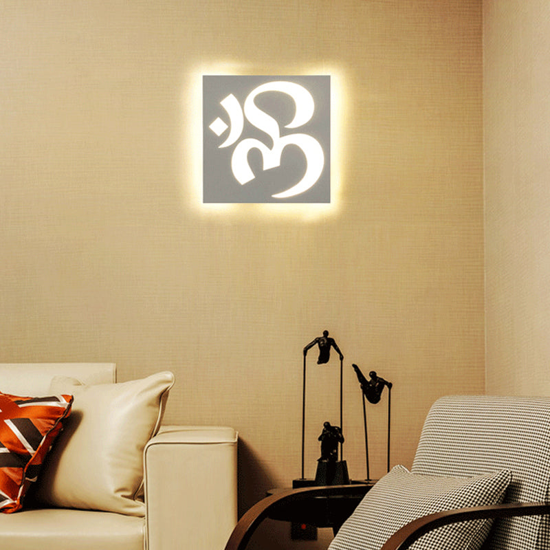 Modern Style Square Wall Sconce with Plant Metal Wall Light in White for Bathroom White D Clearhalo 'Wall Lamps & Sconces' 'Wall Lights' Lighting' 192193