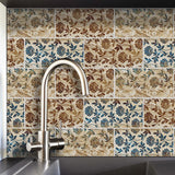 Rustic Blooming Flower Wallpapers Brown Easy Peel off Wall Covering for Washroom, 54 Pcs Clearhalo 'Wall Decor' 'Wallpaper' 1921932