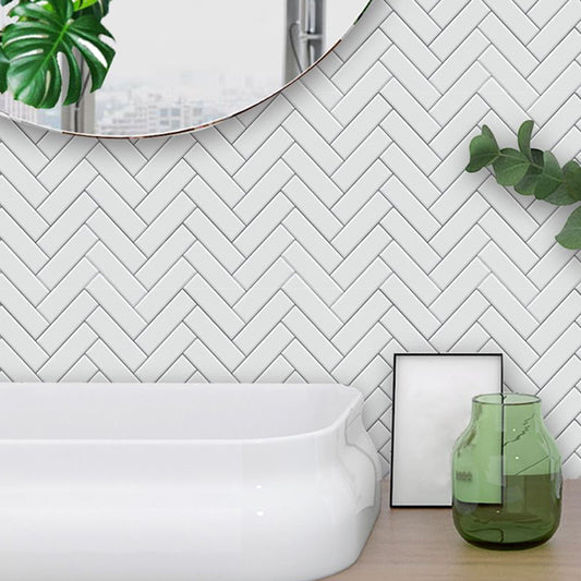 Minimalistic Herringbone Wallpaper Panels Beige Geometric Wall Covering for Bathroom, Self-Sticking - Beige - Clearhalo - 'Modern wall decor' - 'Modern' - 'Wallpaper' - Wall Decor' - 1921945