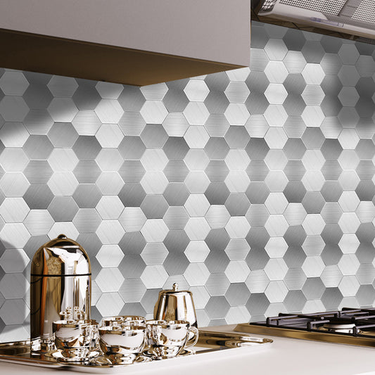 Geometry Hexagon Pattern Wallpapers 50 Pcs Modern Smooth Wall Decor for Home, Stick On