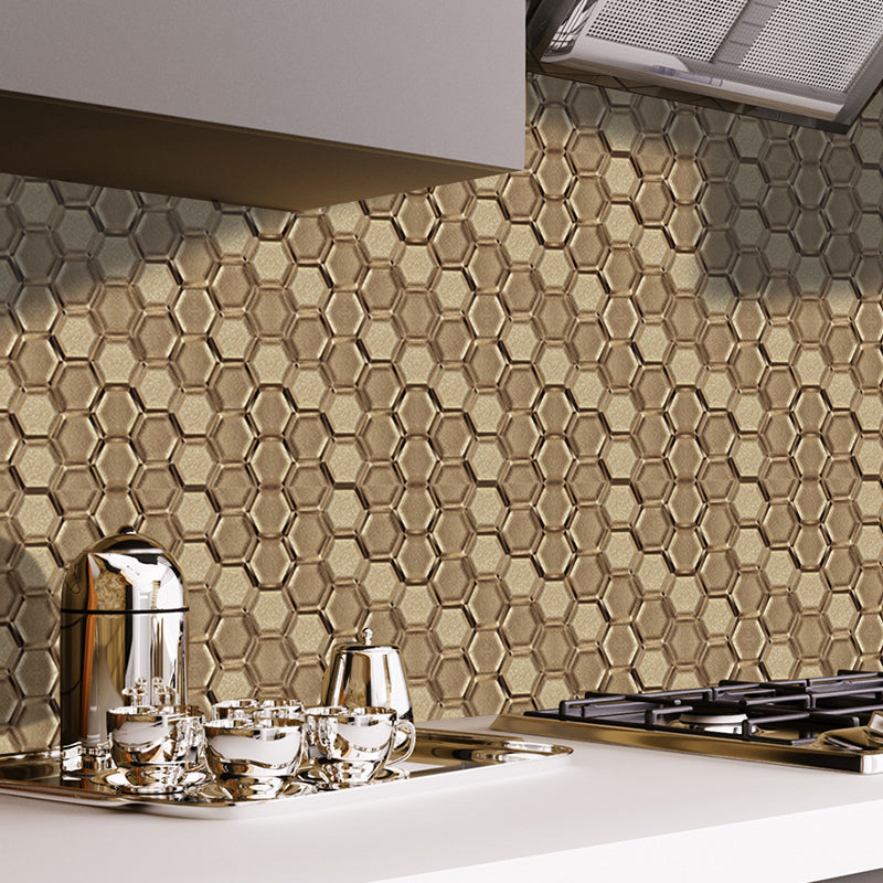 Stick On 3D Hexagon Wallpaper Panel Set Contemporary PVC Wall Covering, 12.2-sq ft Clearhalo 'Wall Decor' 'Wallpaper' 1921971