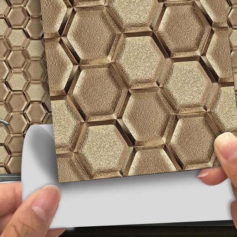 Stick On 3D Hexagon Wallpaper Panel Set Contemporary PVC Wall Covering, 12.2-sq ft Clearhalo 'Wall Decor' 'Wallpaper' 1921972
