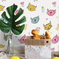 Novelty Cat Head Wallpaper Panels Cartoon PVC Wall Art in Yellow, Peel and Paste Clearhalo 'Wall Decor' 'Wallpaper' 1921986