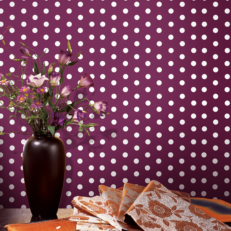Dots Wallpaper Panels Peel and Stick Kids Playroom Wall Covering, 4' L x 20.5" W Purple Clearhalo 'Wall Decor' 'Wallpaper' 1922009