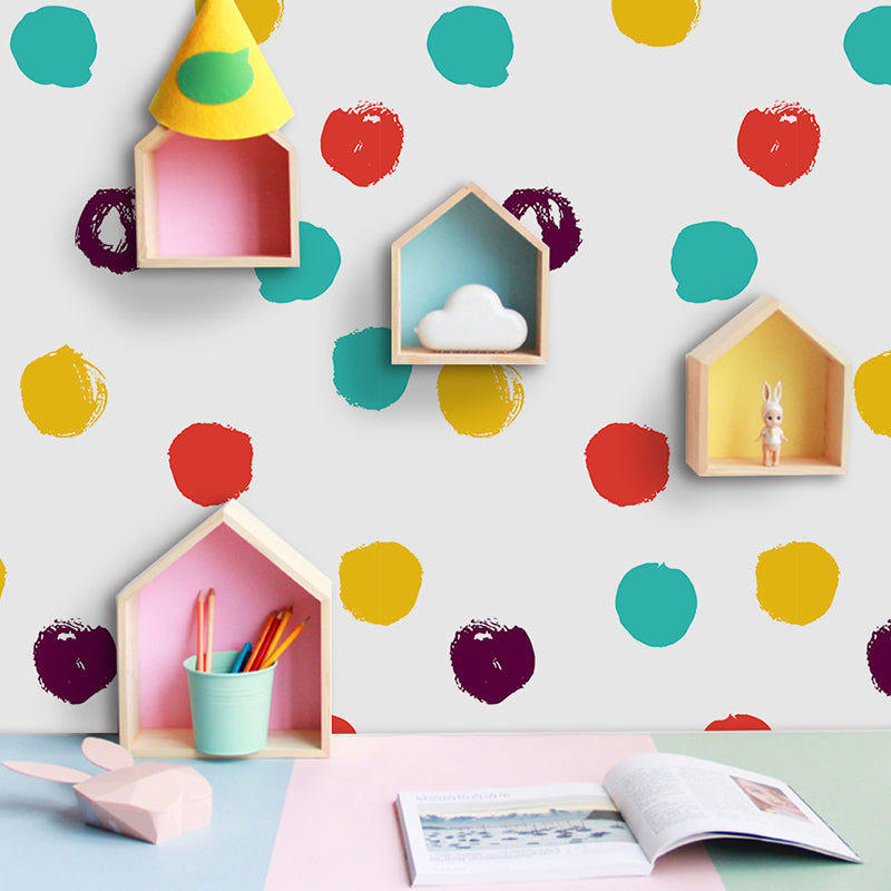 Childrens Art Dotted Wallpaper Panel Red-Blue-Yellow Pick Up Sticks Wall Decor for Kids Room Red Clearhalo 'Wall Decor' 'Wallpaper' 1922021