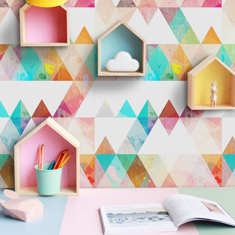 Removable Triangle Pattern Wallpapers PVC Childrens Art Wall Covering for Child Bedroom Clearhalo 'Wall Decor' 'Wallpaper' 1922042