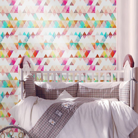 Removable Triangle Pattern Wallpapers PVC Childrens Art Wall Covering for Child Bedroom Clearhalo 'Wall Decor' 'Wallpaper' 1922043