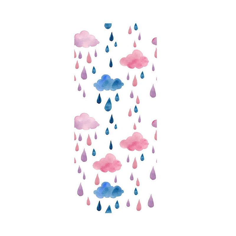Cloud and Raindrop Peel Wallpaper Panels Childrens Art Nursery Wall Decor, 4' L x 20.5" W Clearhalo 'Wall Decor' 'Wallpaper' 1922064