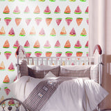 Orange Cartoon Stick Wallpaper Panels 4' x 20.5" Watermelon Slice Wall Covering for Kids Room Clearhalo 'Wall Decor' 'Wallpaper' 1922073