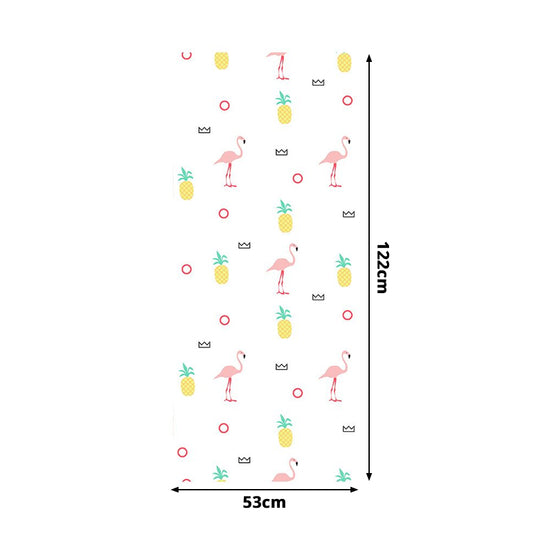Self-Sticking Cartoon Wallpaper Panel Set Yellow-Pink Flamingo and Pineapple Print Wall Art, 4' x 20.5" Clearhalo 'Wall Decor' 'Wallpaper' 1922085