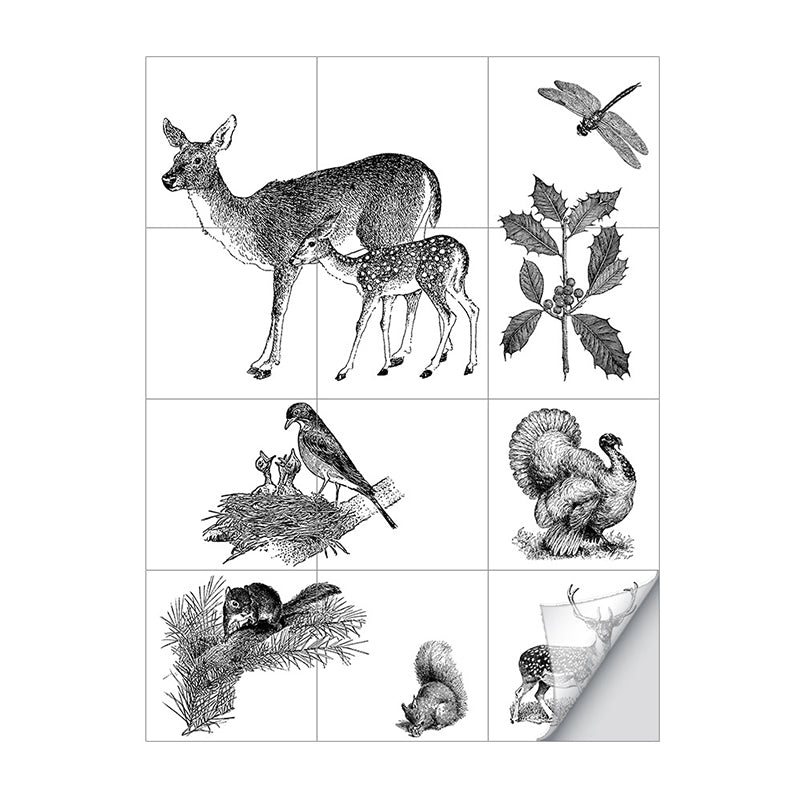 Childrens Art Animal Print Wallpapers Grey Kids Bedroom Adhesive Wall Decor, 8' x 8" Clearhalo 'Wall Decor' 'Wallpaper' 1922109