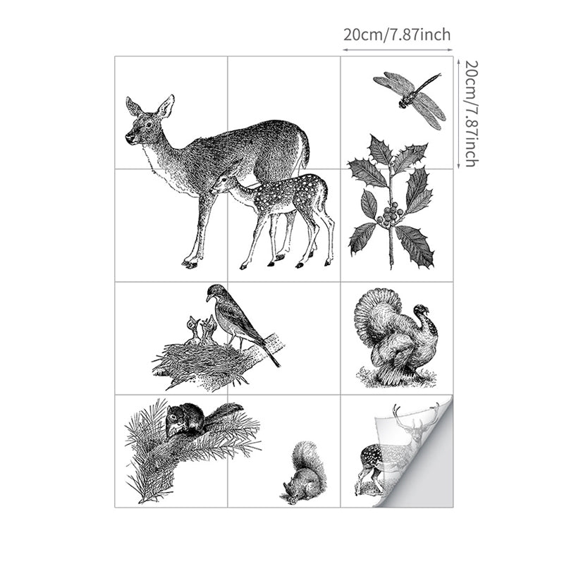 Childrens Art Animal Print Wallpapers Grey Kids Bedroom Adhesive Wall Decor, 8' x 8" Clearhalo 'Wall Decor' 'Wallpaper' 1922110