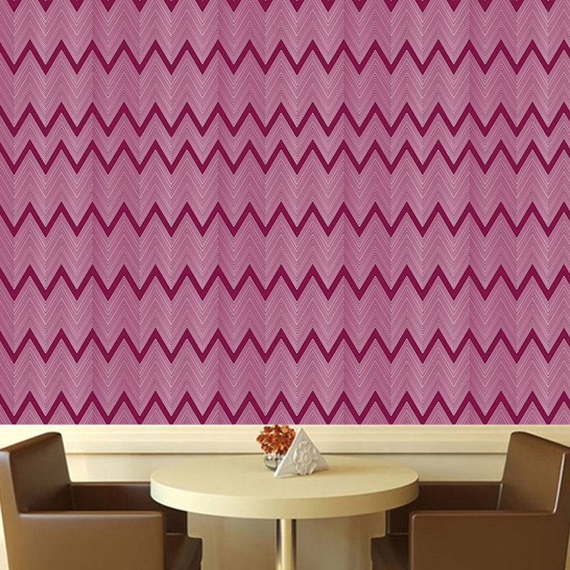 Rose Red Zigzag Pattern Wallpapers Geometric Modern Self Sticking Wall Covering for Parlor Clearhalo 'Modern wall decor' 'Modern' 'Wallpaper' Wall Decor' 1922168