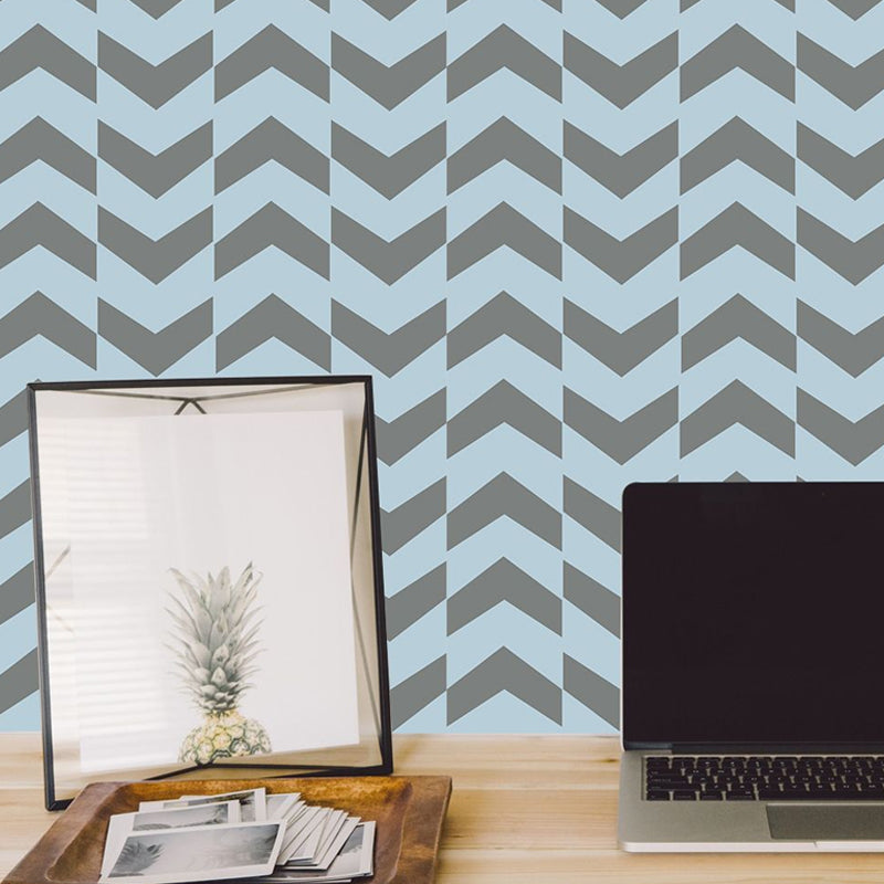 Simple Arrow Print Wallpaper Panels Blue Living Room Self-Adhesive Wall Art, 4' L x 20.5" W Blue Clearhalo 'Modern wall decor' 'Modern' 'Wallpaper' Wall Decor' 1922181