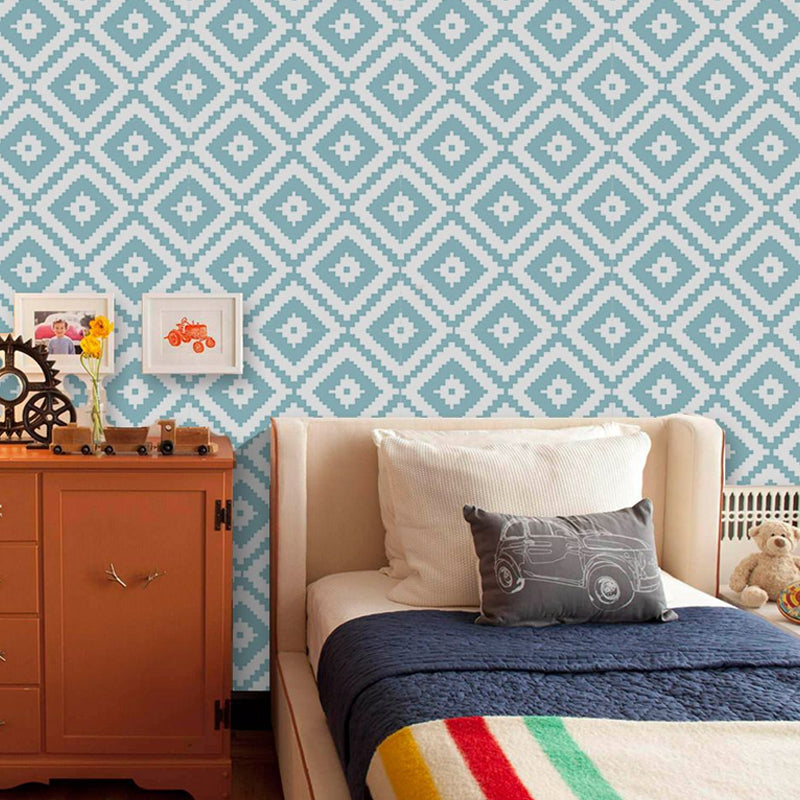 Diamond Pattern Wallpaper Panel Set Peel and Stick Modern Dining Room Wall Covering, 4' x 20.5" Clearhalo 'Modern wall decor' 'Modern' 'Wallpaper' Wall Decor' 1922188