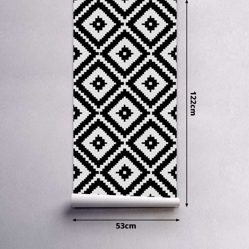Diamond Pattern Wallpaper Panel Set Peel and Stick Modern Dining Room Wall Covering, 4' x 20.5" Clearhalo 'Modern wall decor' 'Modern' 'Wallpaper' Wall Decor' 1922195