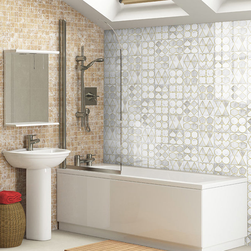 Modernist Geometry Wallpaper Panels for Bathroom 8' L x 8" W Adhesive Wall Covering in Grey Clearhalo 'Modern wall decor' 'Modern' 'Wallpaper' Wall Decor' 1922205