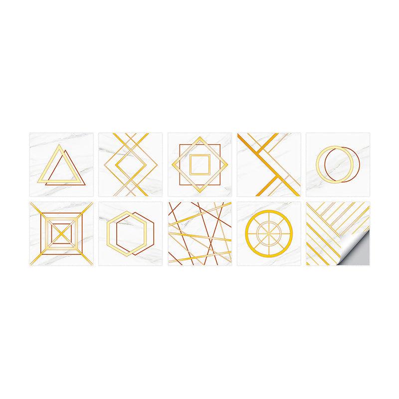 Geometrical Peel Wallpaper Panel Set Contemporary PVC Wall Decor in Gold on White Clearhalo 'Modern wall decor' 'Modern' 'Wallpaper' Wall Decor' 1922210