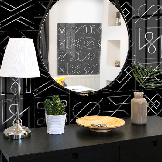 Black Modern Stick Wallpaper Panels 8' x 8" Geometric Pattern Wall Art for Bedroom Black Clearhalo 'Modern wall decor' 'Modern' 'Wallpaper' Wall Decor' 1922212
