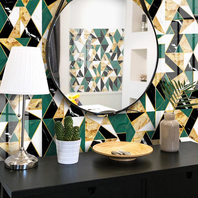 Mid Century Triangle Mosaic Wallpapers Blue and Black Peel and Stick Wall Decor for Living Room Green Clearhalo 'Modern wall decor' 'Modern' 'Wallpaper' Wall Decor' 1922219