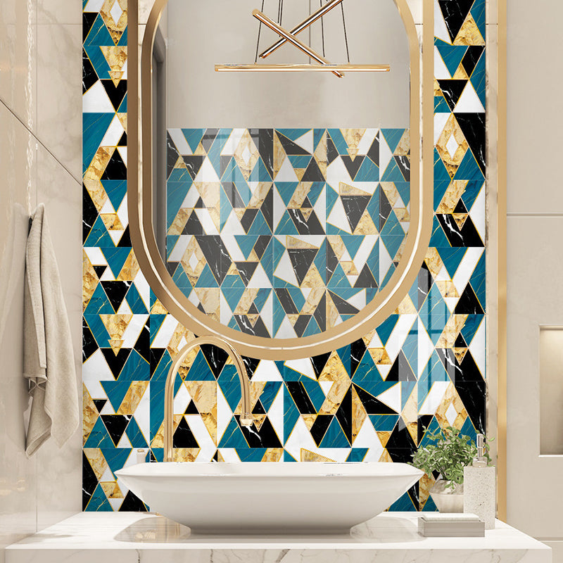 Mid Century Triangle Mosaic Wallpapers Blue and Black Peel and Stick Wall Decor for Living Room Clearhalo 'Modern wall decor' 'Modern' 'Wallpaper' Wall Decor' 1922224