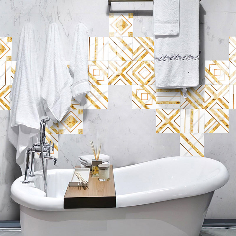 Gold Geometric Wallpaper Panels Self-Stick Modern Style Bathroom Wall Art, 8' x 8" Clearhalo 'Modern wall decor' 'Modern' 'Wallpaper' Wall Decor' 1922228