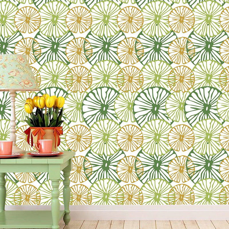 Cottage Lemon Slice Wallpaper Panels Pastel Color Self-Adhesive Wall Art for Sitting Room Clearhalo 'Country wall decor' 'Rustic' 'Wallpaper' Wall Decor' 1922258