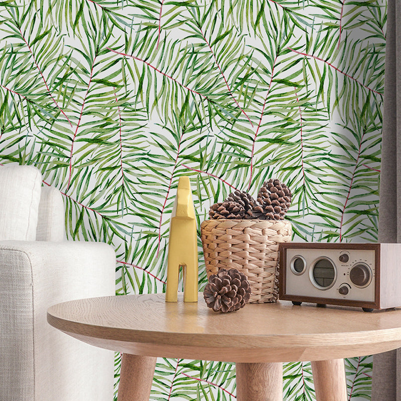 Green Willow Branches Wallpaper Panel Pick Up Sticks Wall Covering for Accent Wall Clearhalo 'Country wall decor' 'Rustic' 'Wallpaper' Wall Decor' 1922268