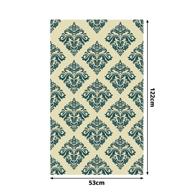 Self-Stick Jacquard Wallpaper Panels Vintage Beautiful Latticework Wall Art in Green, 4' x 20.5" Clearhalo 'Vintage wall decor' 'Vintage' 'Wallpaper' Wall Decor' 1922280