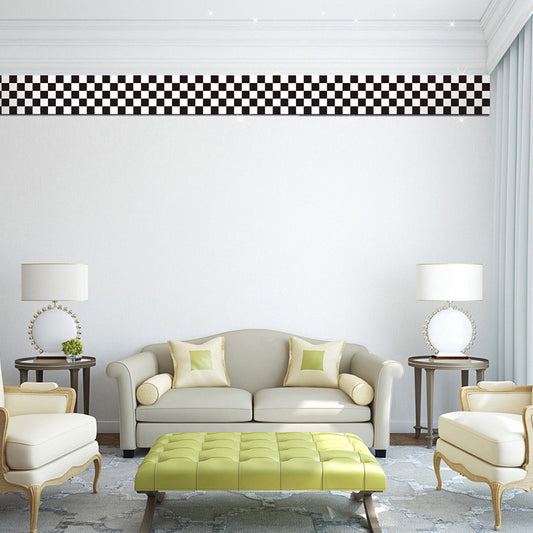Peel and Paste Checkered Wallpaper Border Modernism PVC Wall Covering, 6.5' L x 4" W Clearhalo 'Modern wall decor' 'Modern' 'Wallpaper' Wall Decor' 1922293