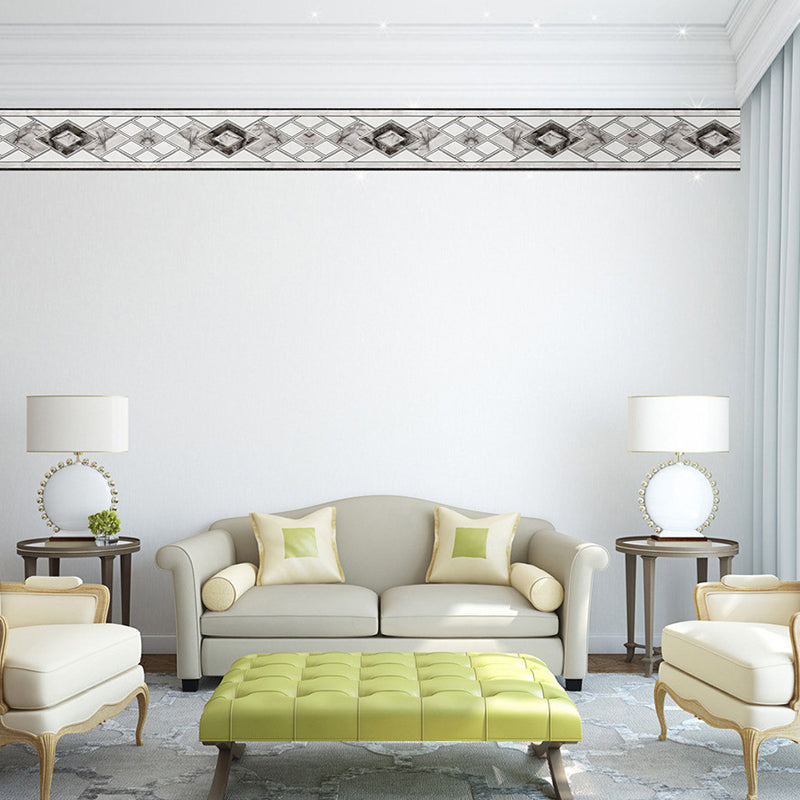 Self-Adhesive Grey Marble Wallpaper Border Diamond Pattern Modern Temporary Wall Decor Grey Clearhalo 'Modern wall decor' 'Modern' 'Wallpaper' Wall Decor' 1922331