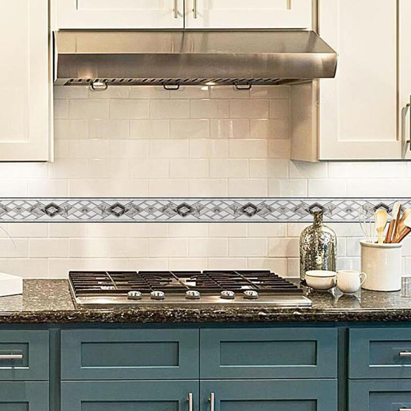 Self-Adhesive Grey Marble Wallpaper Border Diamond Pattern Modern Temporary Wall Decor Clearhalo 'Modern wall decor' 'Modern' 'Wallpaper' Wall Decor' 1922332