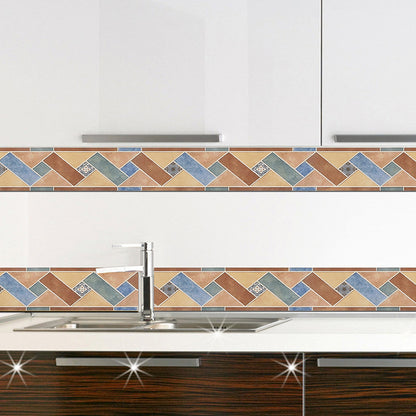 Seamless Chevron Printed Wallpaper Border Boho Adhesive Kitchen Backsplash Wall Art, 6.5' x 4" Orange Clearhalo 'Wall Decor' 'Wallpaper' 1922345