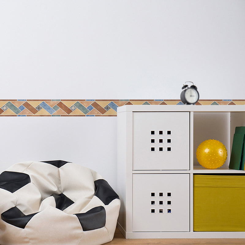 Seamless Chevron Printed Wallpaper Border Boho Adhesive Kitchen Backsplash Wall Art, 6.5' x 4" Clearhalo 'Wall Decor' 'Wallpaper' 1922346