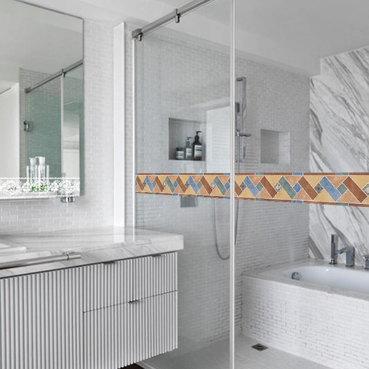 Seamless Chevron Printed Wallpaper Border Boho Adhesive Kitchen Backsplash Wall Art, 6.5' x 4" Clearhalo 'Wall Decor' 'Wallpaper' 1922347