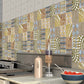 Mosaic Tile Peel Wallpaper Border Boho Mixed Tribal Pattern Wall Art in Brown, 16.5' L x 8" W Clearhalo 'Wall Decor' 'Wallpaper' 1922362