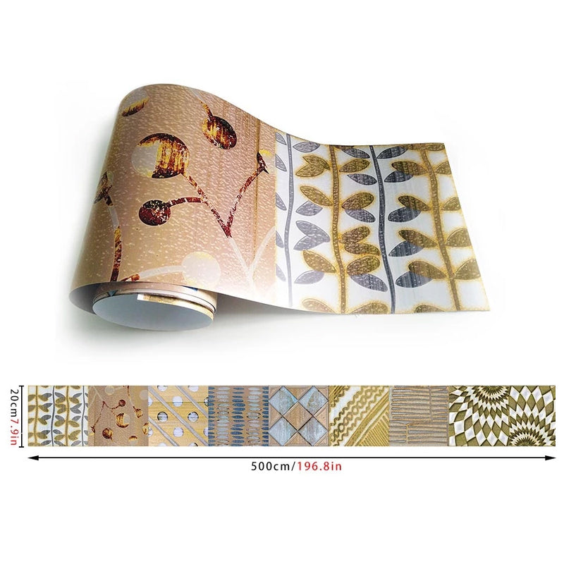 Mosaic Tile Peel Wallpaper Border Boho Mixed Tribal Pattern Wall Art in Brown, 16.5' L x 8" W Clearhalo 'Wall Decor' 'Wallpaper' 1922364