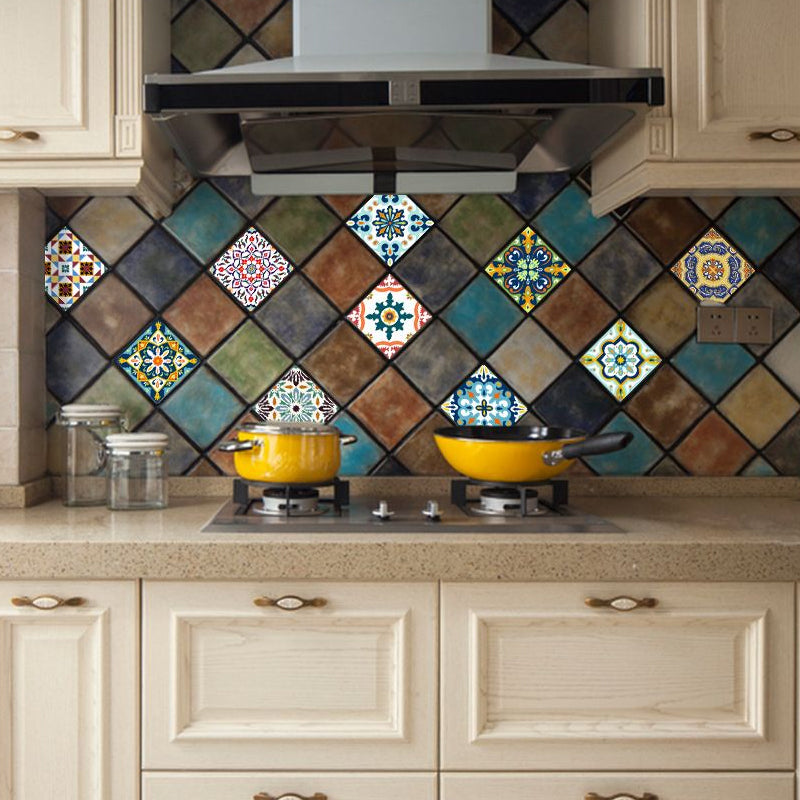 Moroccan Floral Tile Wallpapers Bohemian Smooth Wall Art in Blue, Peel and Stick Clearhalo 'Wall Decor' 'Wallpaper' 1922371