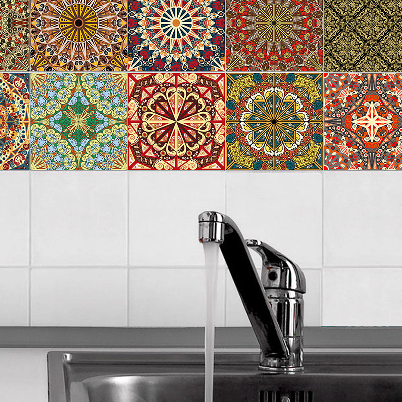 Peel and Paste Mandala Wallpapers 8' L x 8" W Bohemian Style Wall Covering for Home Orange Clearhalo 'Wall Decor' 'Wallpaper' 1922380