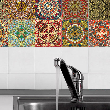 Peel and Paste Mandala Wallpapers 8' L x 8" W Bohemian Style Wall Covering for Home Orange Clearhalo 'Wall Decor' 'Wallpaper' 1922380