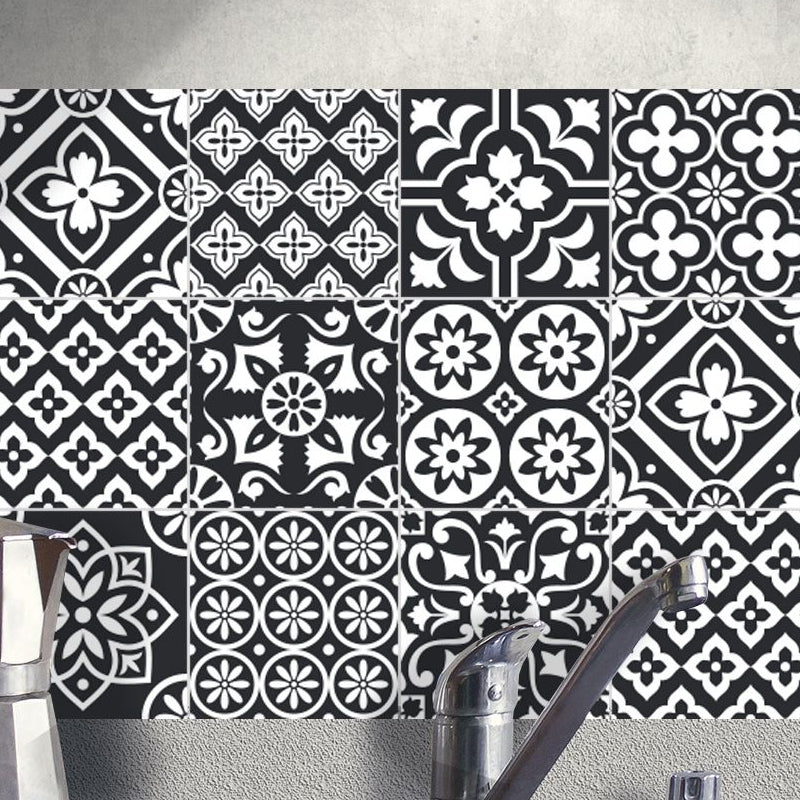 Grey Flower Print Wallpaper Panels Self Sticking Boho Living Room Wall Art, 8' x 8" Clearhalo 'Wall Decor' 'Wallpaper' 1922387